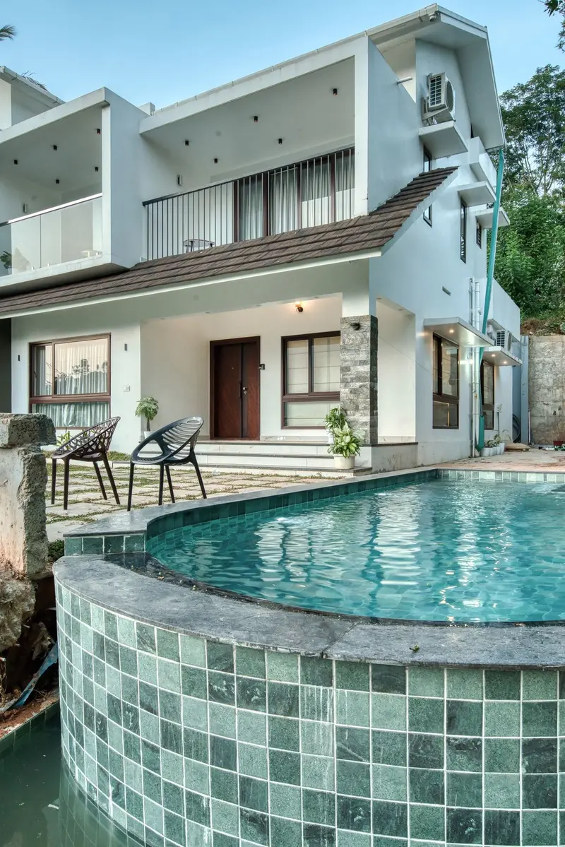 The tiled pool beside the villa